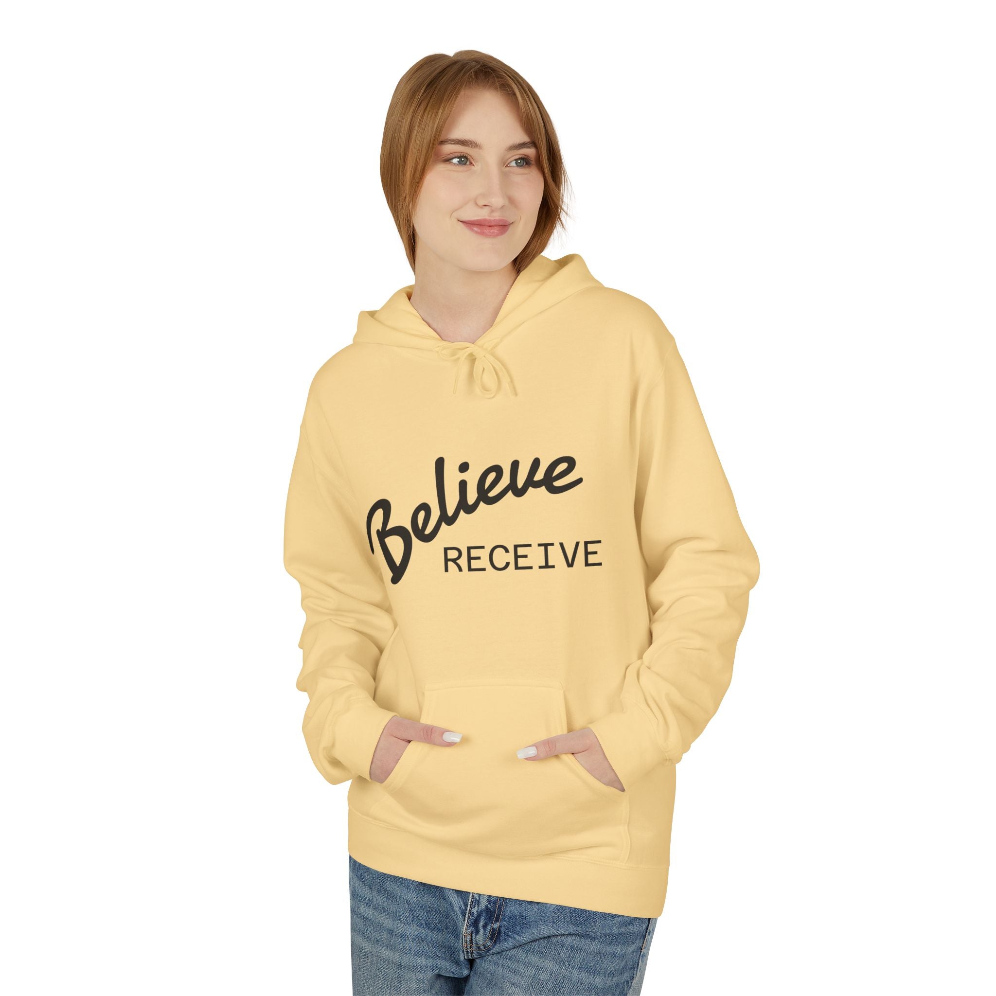 Believe Receive Hoodie — Inspirational Faith Graphic Hoodie