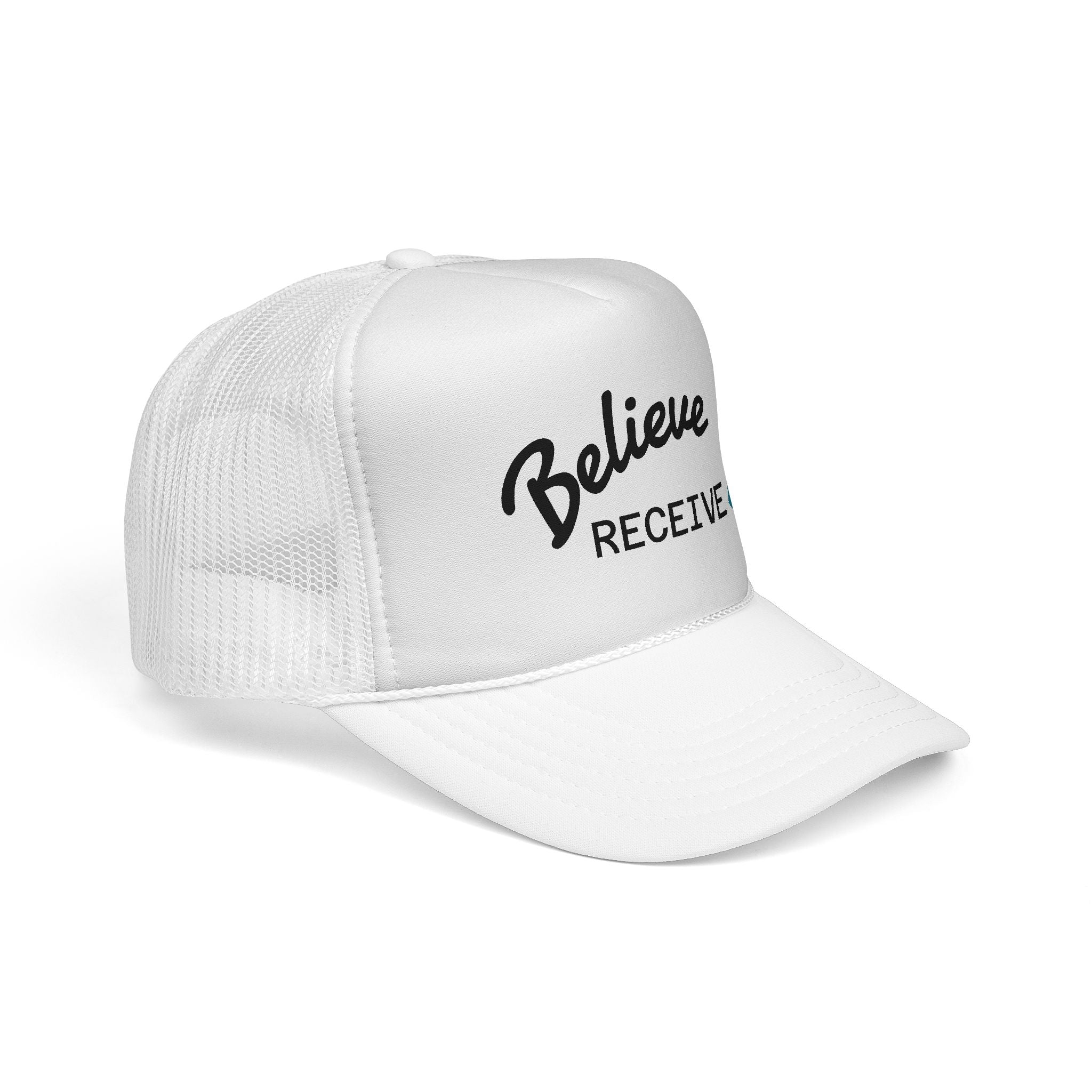 Believe Receive Trucker Hat — Inspirational Mesh Cap