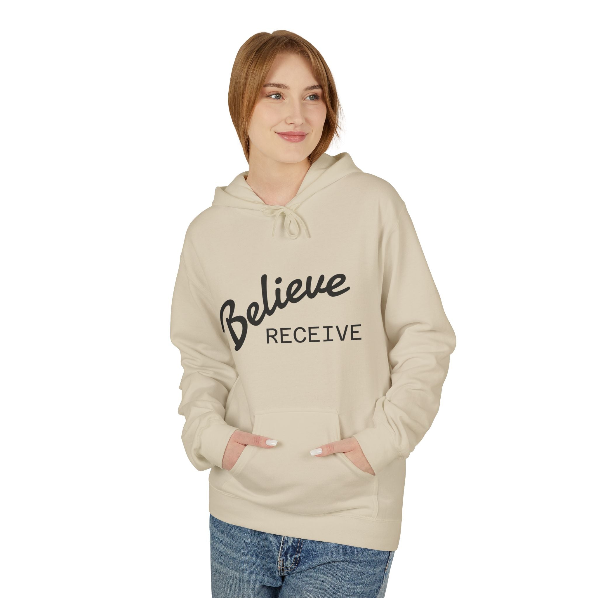 Believe Receive Hoodie — Inspirational Faith Graphic Hoodie
