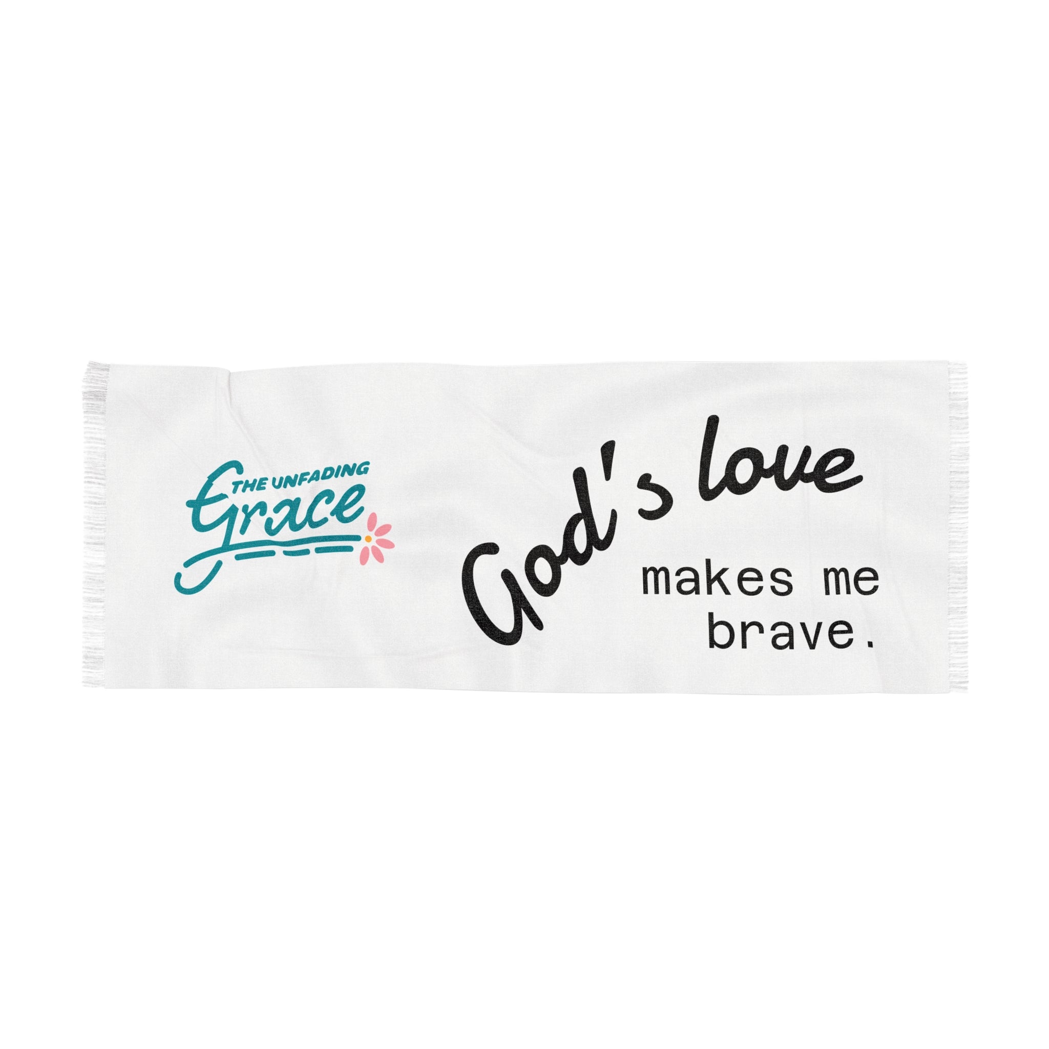 Inspirational Faith Scarf - "God's Love Makes Me Brave" Lightweight Prayer Wrap